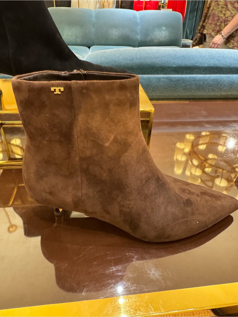TORY BURCH Women Low Heel Suede Leather Bootie
